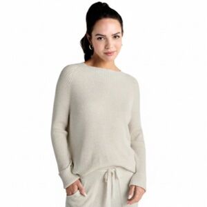 Splendid Cream/Lt. Gray “Georgie” Cashblend Rib Tunic Medium Like New!